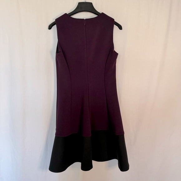 Calvin Klein Colorblock Purple & Black Scuba Fit & Flare Dress - Picture 2 of 7